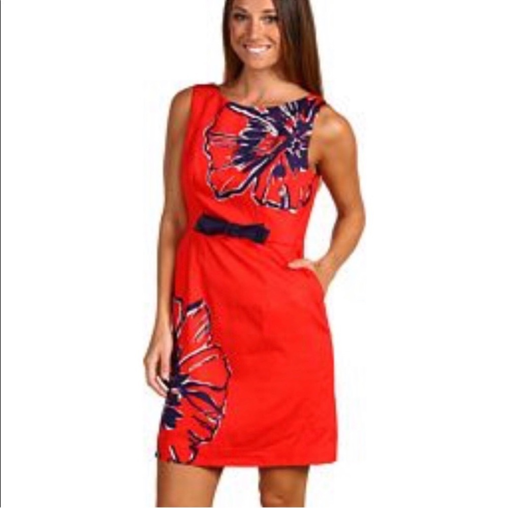 lilly pulitzer evie dress pink tomato standing ovation placed size 12 NWT RARE!